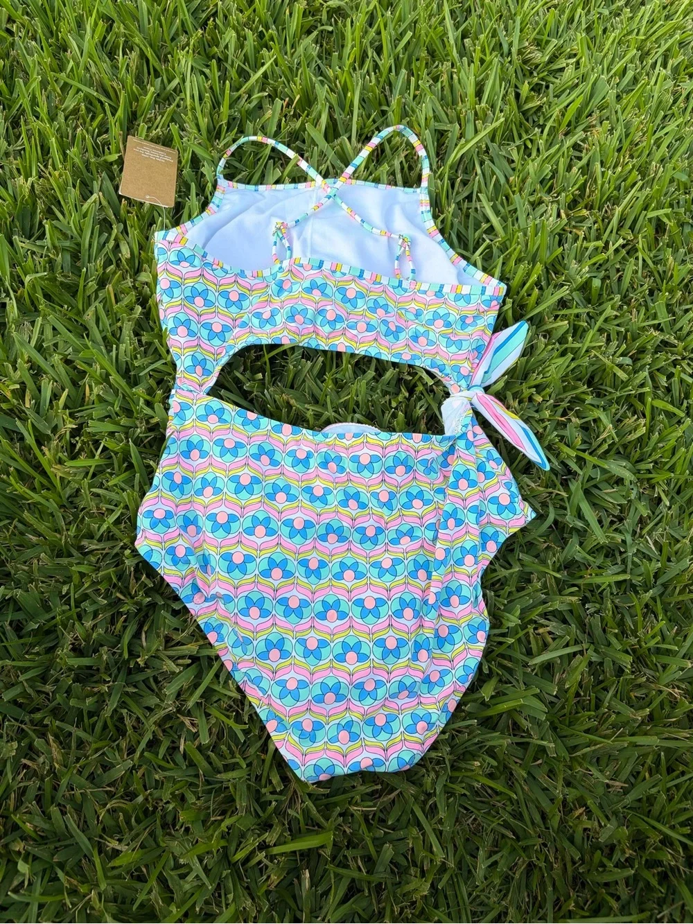 Hobie Girls Cutout One Piece Swimsuit Retro Floral Print Size 16 NWT $46